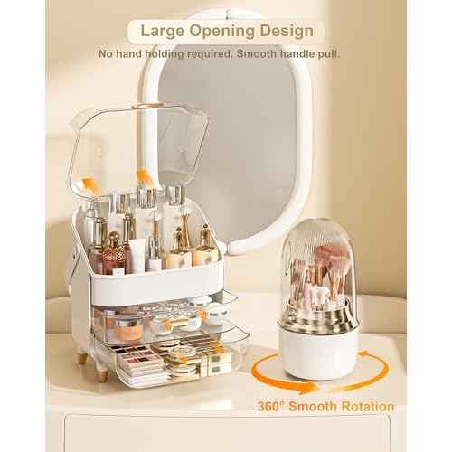 Makeup Organizer, Skincare Holder Bathroom Counter Organizer, Storage Box Cosmetic Display Cases, Teen Girl Gifts Trendy Stuff Make up Organizers for Vanity, Dresser, Countertop (Rose Gold)