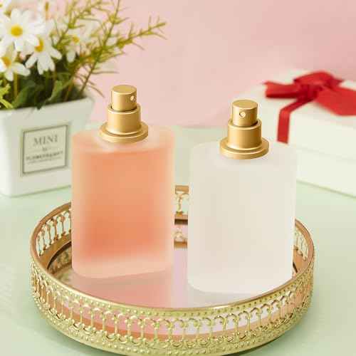 Tessco for you 12 Pcs 100ml / 3.4 Ounces Frosted Glass Bottle Perfume Atomizer Refillable Spray Empty Perfume Dispenser Fine Mist Atomizer Cosmetic Container for Travel Men Women(Gold)