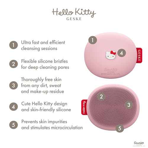 GESKE x Hello Kitty SmartAppGuided Facial Cleansing Brush | 3 in 1 | Gentle Cleansing