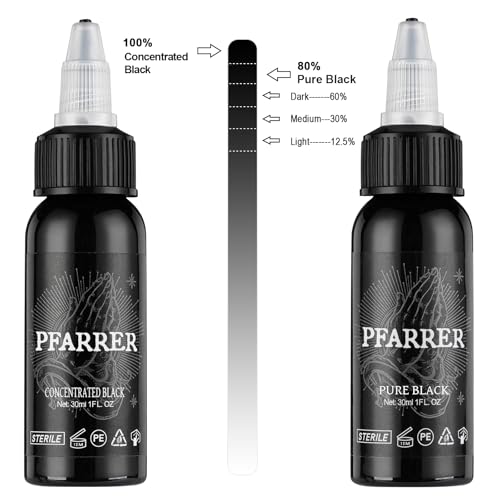 PFARRER Tattoo Black Ink 1oz(30ml) Vegan-Friendly USA Standard Pigment Tattoo Supplies Pure Black TI7003-30-001