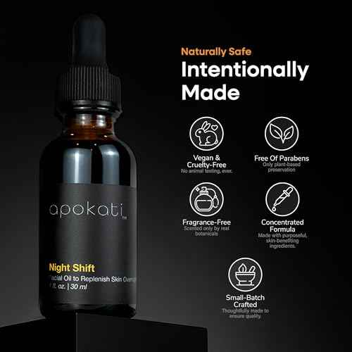Night Shift Overnight Skin Therapy Face Oil with Tansy, Chamomile and Helichrysum ? Replenishing and Calming Formula for Nighttime Skincare, 30ml