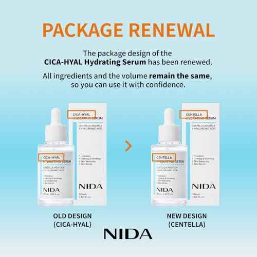 NIDA CICA-HYAL Hydrating Serum | Centella Asiatica, Hyaluronic Acid | Hydration, Calming & Soothing, Skin Balancing, Skin Barrier | 1.69 fl. oz., 50ml