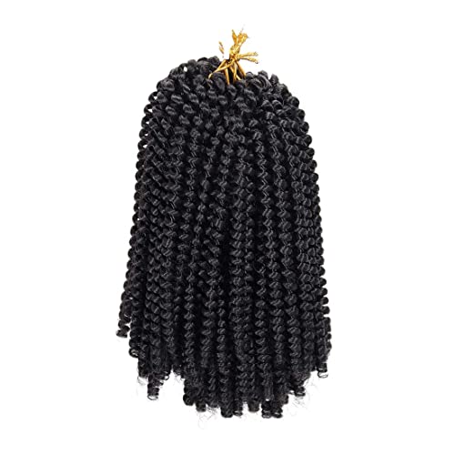 7 Packs Spring Twist Braiding Hair Spring Twists Bomb Twist Hair Synthetic Fiber Fluffy Twist Crochet Braids Low Temperature Fiber Crochet Hair for Women Braiding Hair(8inch,1B)