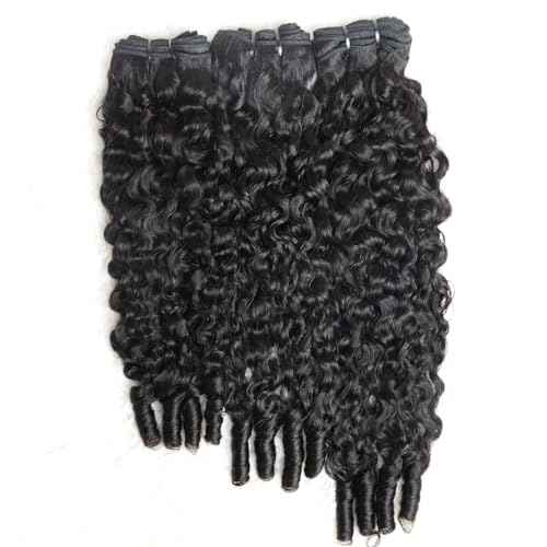 3c4a Burmese Curly Bundles Human Hair Weave Water Wave Curly Quick Weave Hair Bundles with Spiral End for Women Natural Black 3 Pcs Mixed Length 20 20 20 Inches