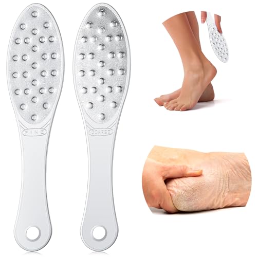 2 Pcs Stainless Steel Foot Scraper Metal Foot File Double Sided File Callus Remover Professional Feet Rasp Scrubber for Wet or Dry Skin Easy to Clean Pedicure Tool Heel