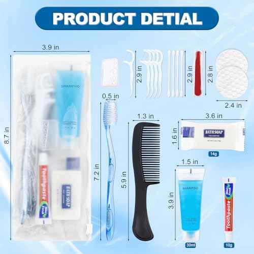 Basic Toiletry Kits, Individually Packed, Personal Hygiene Kit Bulk Homeless Care Package Supplies Travel Size Toiletry Kit for Men Women Charity Reusable Toiletry Bag (Pack of 10)