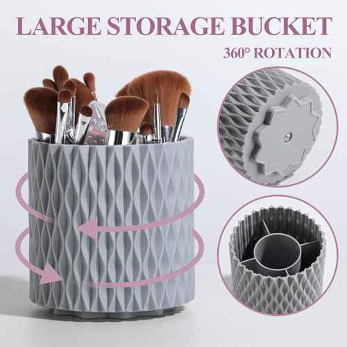 BS-MALL Makeup Brushes Premium Synthetic Foundation Powder Concealers Eye Shadows 18 Pcs Brush Set with 5 sponge & Holder Sponge Case (Grey)