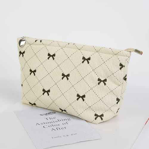 Bows Cosmetic Bags for Women, Cute Bow Makeup Bag Coquette Aesthetic Purse Travel Makeup Bag Small Cosmetic Bag for Purse