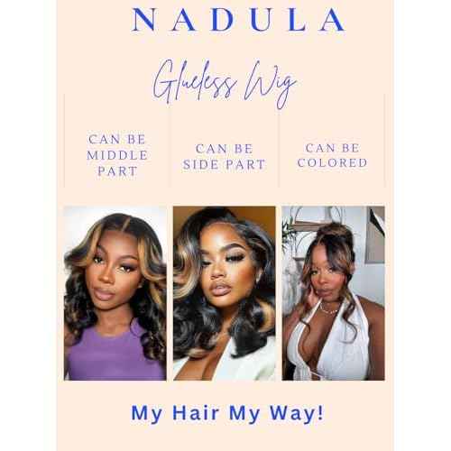 Nadula Bye Bye Knots Glueless Caramel Blonde Highlight Body Wave Wig Human Hair with Face Framing Layers, Pre Cut 7x5 HD Lace Front Highlight Wigs Pre Plucked Bleached Knots Ready to Wear 14inch
