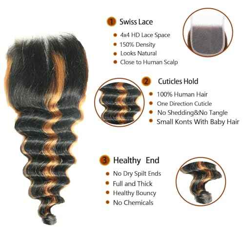 Human Hair Bundles with Closure 14 16 18+14inch Fb30 Colored Ombre Loose Deep Wave Human Hair with 4X4 Closure Free Part Quick Weave 10A Remy Virgin Hair Weave Colored Two Tone Ombre