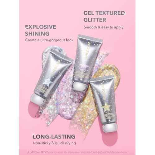 SHEGLAM Party Starter Body Highlighter Glitter Gel Quick-Drying and Non-Sticky Glitter Spray Liquid Highlighter for Face, Hair, Body - Ice Breaker