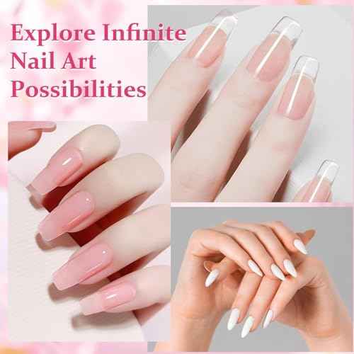 Acrylic Nail Kit with liquid Monomer,6 colors Glitter Acrylic powder UV Lamp for Beginners with Everything Nail Supplies (White)