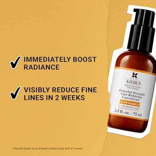 Kiehl's Powerful-Strength 12.5% Vitamin C Serum, Line-Reducing Concentrate for Face, Boosts Radiance & Firmness, Smooths & Plumps Skin, with Hyaluronic Acid, Dermatologist-Tested, Paraben-free