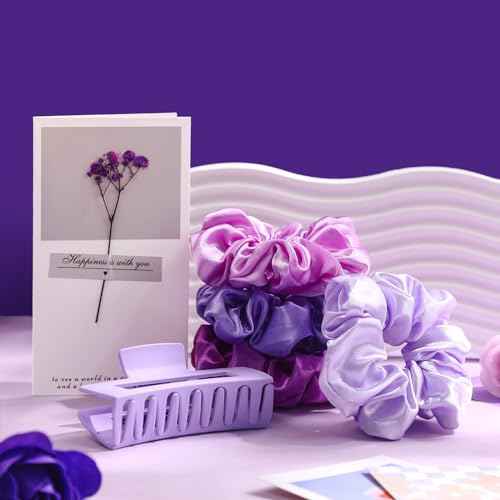Sawysine 12 Pcs Gift Basket for Women Purple Hair Care Accessories Set Spa Kit for Women's Birthday Christmas Mother's Day Gift Stuff