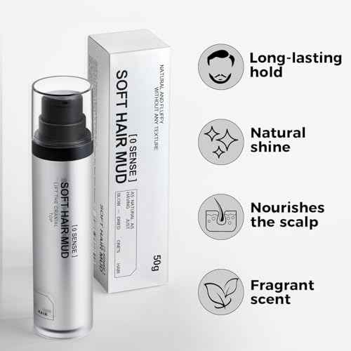 Pomade For Men, Fragrant Strong Hold Hair Clay, Natural Nourishing Hair Wax, Easy Wash Matte Hair Pomade For Men, Suitable For All Hairstyles (1.76 oz + 1.76 oz Replacement)