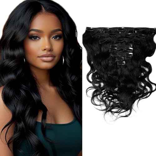 Clip in Hair Extensions Body Wave Human Hair Clip in Invisible Double Soft Weft Remy Wavy Hair Extensions Clip ins For Women Scalp-Friendly Thick End 20Inch 4.23oz 8Pcs 20Inch