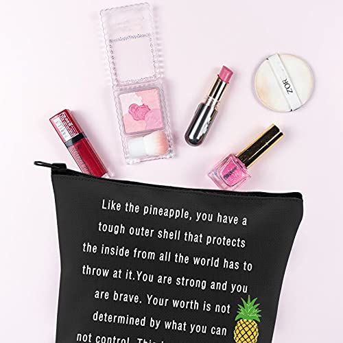 G2TUP Infertility Warrior IVF IUI Makeup Bag Medicine Bags Pineapple Pouch You are Strong and You are Brave (Infertility Pineapple Black Bag)