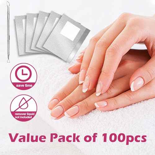 Foil Nail Wraps SHEERBLISS Nail Foils Soak Off 100PCS Nail Foil Wraps For Soak Off Gel Polish Remover,with 1pcs Cuticle Pusher for Removing Nail Polish at Home
