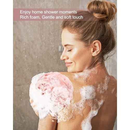 Loofah Sponge, XXL Large Loofah 100g 4 Pack, Bath Sponge Soft Mesh Shower for Men, Body Scrub, Shower Pouf Bath Accessories, for Body Wash, Soap (Red Soil)