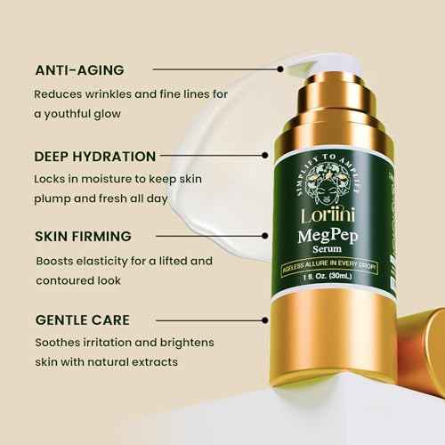 MegPep Anti-Aging Serum | Peptide & Hyaluronic Acid Face Serum for Wrinkles, Hydration,Fine Lines & Dull skin | With Ceramides, Ashwagandha, Gold Bhasma & Edelweiss ? Firm, Brighten Skin ? 1 Fl Oz