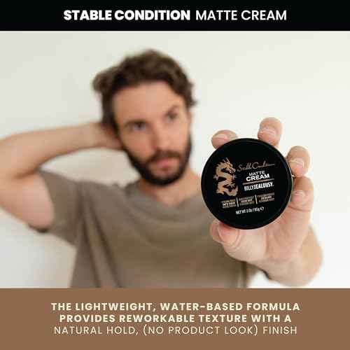 Billy Jealousy Stable Condition Matte Cream for Men with Natural Hold and Matte Finish, Reworkable, Lightweight, Water Based Hair Styling Product, Vanilla & White Musk Scent, 3 Oz.