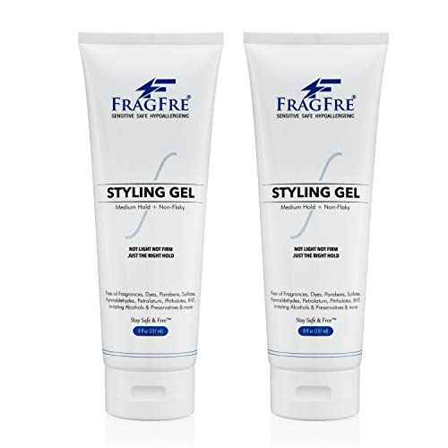 Hair Styling Gel 8 oz (2-Pack Gift Set) Medium Hold - Fragrance Free Hypoallergenic - Irritation Free Styling Gel for Sensitive Skin - for Men Women Children - Gluten Free Vegan Cruelty Free