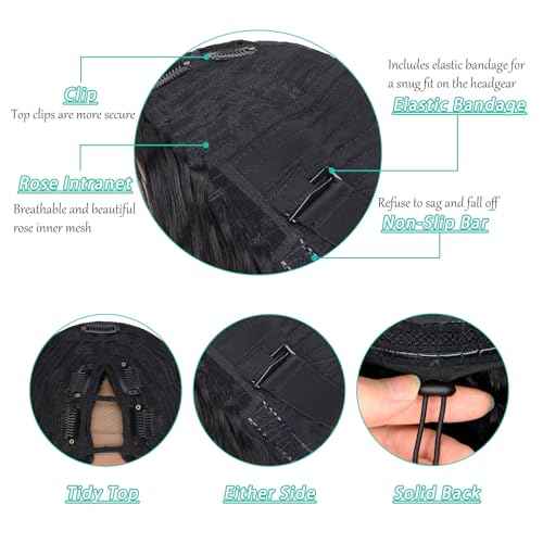 V Part Wig Human Hair Body Wave Glueless No Leave Out Upgrade 24 Inch U Part Wigs Human Hair Clip In Half Wigs 100% Real Human Hair Elastic Drawstring For Women 180% Density #1B/30