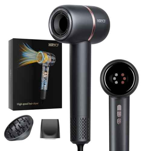 Ionic Hair Dryer Fast Drying, 160000 RPM High-Speed Brushless Motor, Thermo-Control Professional Blow Dryer, Low Noise, Lightweight, Magnetic Concentrator and Diffuser for Curly & Straight Hair, Gray