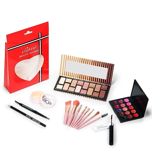 Joyeee All in One Makeup Kit, Full Starter Essential Makeup Kit for Women Beginners Includes Eyeshadow Palette Lipstick Mascara Eyebrow Pencil Concealer Brush Set