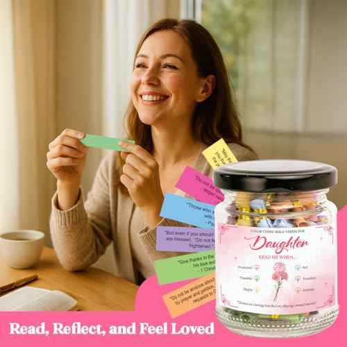 Bible Verse Jar for Daughter, Bible Accessories, Prayer Jar, Christian Gifts For Women, Religious Gifts for Daughter, Inspirational for Teen Girls, Christian Gift from Mom or Dad