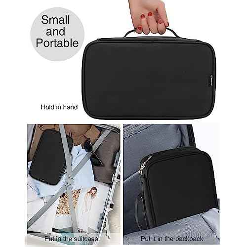 Relavel Makeup Brush Bag Large Makeup Brush Organizer Travel Makeup Artist Case with Detachable Clear Pouches, Professional Cosmetic Organizer Bag, Black