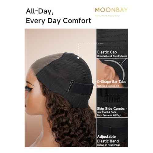 Glueless Wigs Human Hair Pre Plucked Pre Cut 22in Chocolate Brown Deep Wave 5x5 HD Lace Closure Wigs Human Hair 200 Density Wear and Go Glueless Wig with Baby Hair