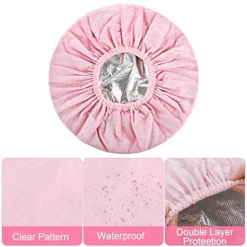 2 Pcs Pink Series Deep Conditioning Hot Oil Hair Treatment Caps - Waterproof, Double Layer, Reusable Shower & Steam Caps