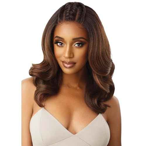 Outre LACEFRONT PERFECT HAIR LINE Glamorous Wavy Fully Hand-Tied 13¡±x 6¡± Frontal HD Baby Hair Transparent Lace Easy-to-Style Heat Friendly - JULIANNE (DR2/CHOSWI)