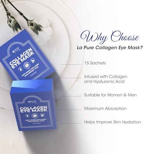 LA PURE 24k Gold Under Eye Mask for Dark Circles and Puffiness, Revitalizing & Non-Irritating Anti Aging Eye Patches with Hyaluronic Acid & Collagen - Dermatologically Tested - 15 Pairs Eye Gel Pads
