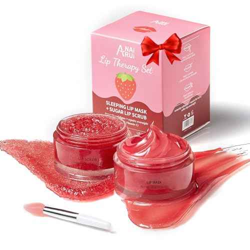 Lip Scrub & Lip Mask Set, Lip Sleeping Mask, Overnight Treatment Lip Care Products, Christmas Gifts for Girls, Moisturize & Nourish, Dry Cracked Lips, Intense Hydration with Vitamin C