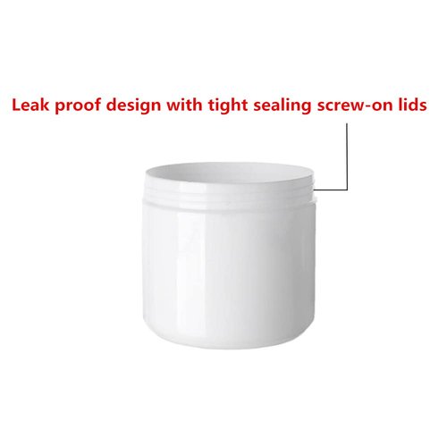 6 Pack Plastic Empty Cosmetic Containers with Lid, Portable 8 Oz 250ml Refillable Make-up Face Cream Jars Case for Body Scrub Mask Lotion Storage Pot (White)