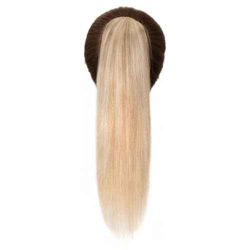 TESS Human Hair Claw Clip Ponytail Extension Real Remy Hair long ponytail extension for Women Straight, 20 Inch, Flax Yellow Mixed Light Gold