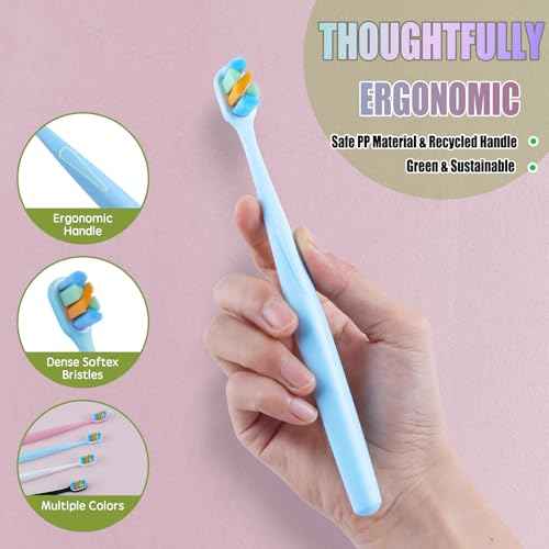 6-Pack Extra Soft Toothbrushes for Sensitive Teeth & Receding Gums - Dentist-Designed Tapered Bristles for Gentle Plaque Removal - Individually Wrapped Toothbrushes