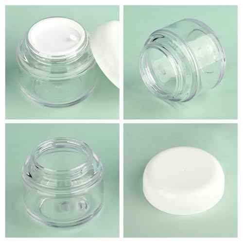 Travel Size Containers for Toiletries, 1 OZ BPA Free, TSA Approved Cosmetic Jars for Face Hand Body Creams Lotions, with Waterproof Labels and 2 Mini Spatulas for Gift (4 Pack)