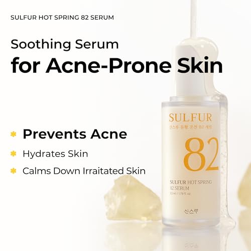 Sulfur Hot Spring Water 82% Soothing Serum with Ceramide, Panthenol, Hyaluronic acid, Hydrating, Glass skin, Non comedogenic, for Dry Skin, Acne-Prone, Korean Skin Care (1.79 fl.oz. 53ml)
