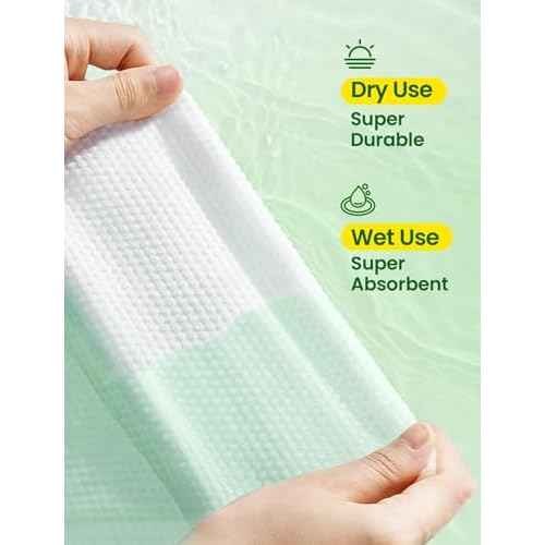 Elvira 200 Count (2 Pack) Disposable Face Towels, Biodegradable Facial Cleansing Towels, Ultra Soft & Thick Cloth for Sensitive Skin, Makeup Remover Dry Wipes, Lint-Free Towelettes for Cleansing