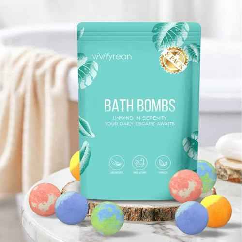 Bath Bombs for Women Gift Set, 8 Organic Bath Bombs Christmas Stocking Stuffers, Birthday Gift for Adults, Women, Relaxation Home SPA Bubble Bath, Self Care for Wife, Mother, Girlfriend