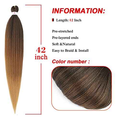 Beyond Beauty Braiding Hair pre stretched, Braids Synthetic Fiber Ombre Yaki Texture, Natural Easy Twist Braids Crochet Hair Hot Water Setting hair extensions