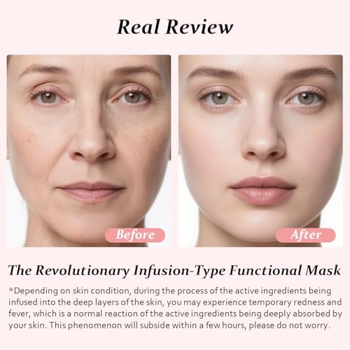 Bio Collagen Real Deep Mask, Bio-Collagen Face Masks - Deep Hydrating Overnight Face Mask, Korean Skincare, 4 PCS Facial Treatments & Masks for Women - Firming & Moisturizing