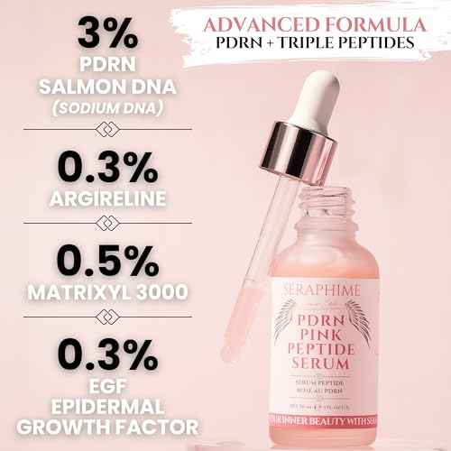 PDRN Pink Peptide Serum with Salmon DNA, EGF, Argireline & Matrixyl 3000 ? Pink PDRN Serum Skin Care for Glowing Skin ? Anti-Aging, Hydrating, Brightening Skincare with Argireline Peptide Matrixyl
