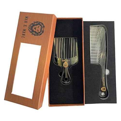 Premium Handmade 100% Oxhorn Anti-static Detangling Styling and Hair Pick Combs Combo Pack for Women & Men
