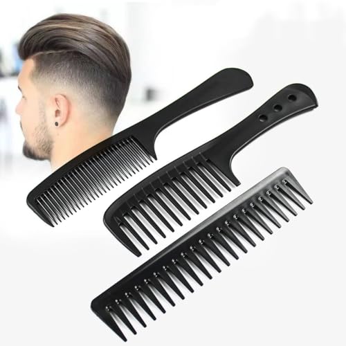 3 PCS Carbon Fiber Anti Static Comb, Heat Resistant Comb-Fine and Wide Tooth Hair Comb for Men and Women, Professional for Hair Stylist