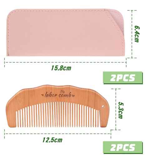 FEBSNOW Birthing Comb, 2 Pack Natural Wooden Labor Combs for Pain Relief Birthing Comb for Pregnant Women's Delivery Gifts