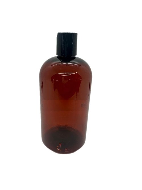 Caribbean Coastal Delights 16 oz Amber Plastic Bottle with Black Disc Cap - 2 Pack - BPA-Free and Break-Resistant - Perfect for Lotions, Creams, and Beauty Essentials